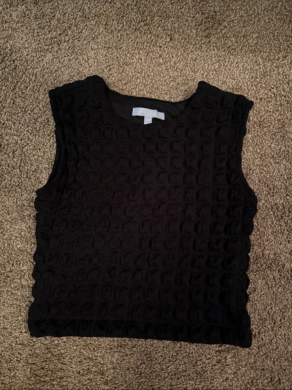 ANTONIO MELANI Black Textured Sleeveless Knit Tank